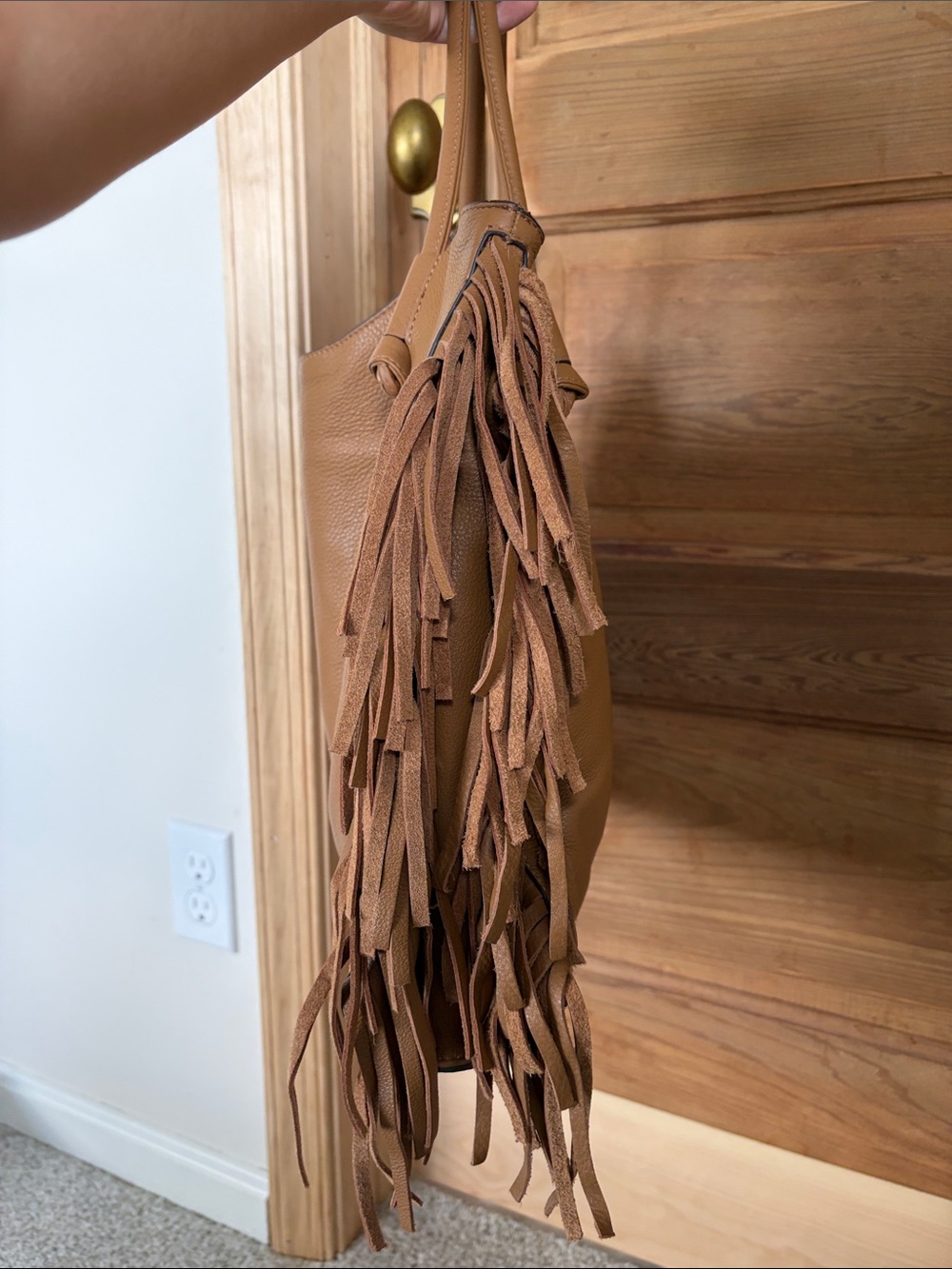 Vince Camuto ๐ Tan Leather Fringe Tote Bag | EUC - Picture 4 of 11